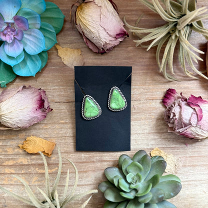 Sterling Silver High Grade Carico Lake Turquoise Stud Earrings – Handmade by Artist Jason Ogg