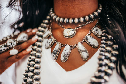 Statement Necklace - White Buffalo & Sterling Silver