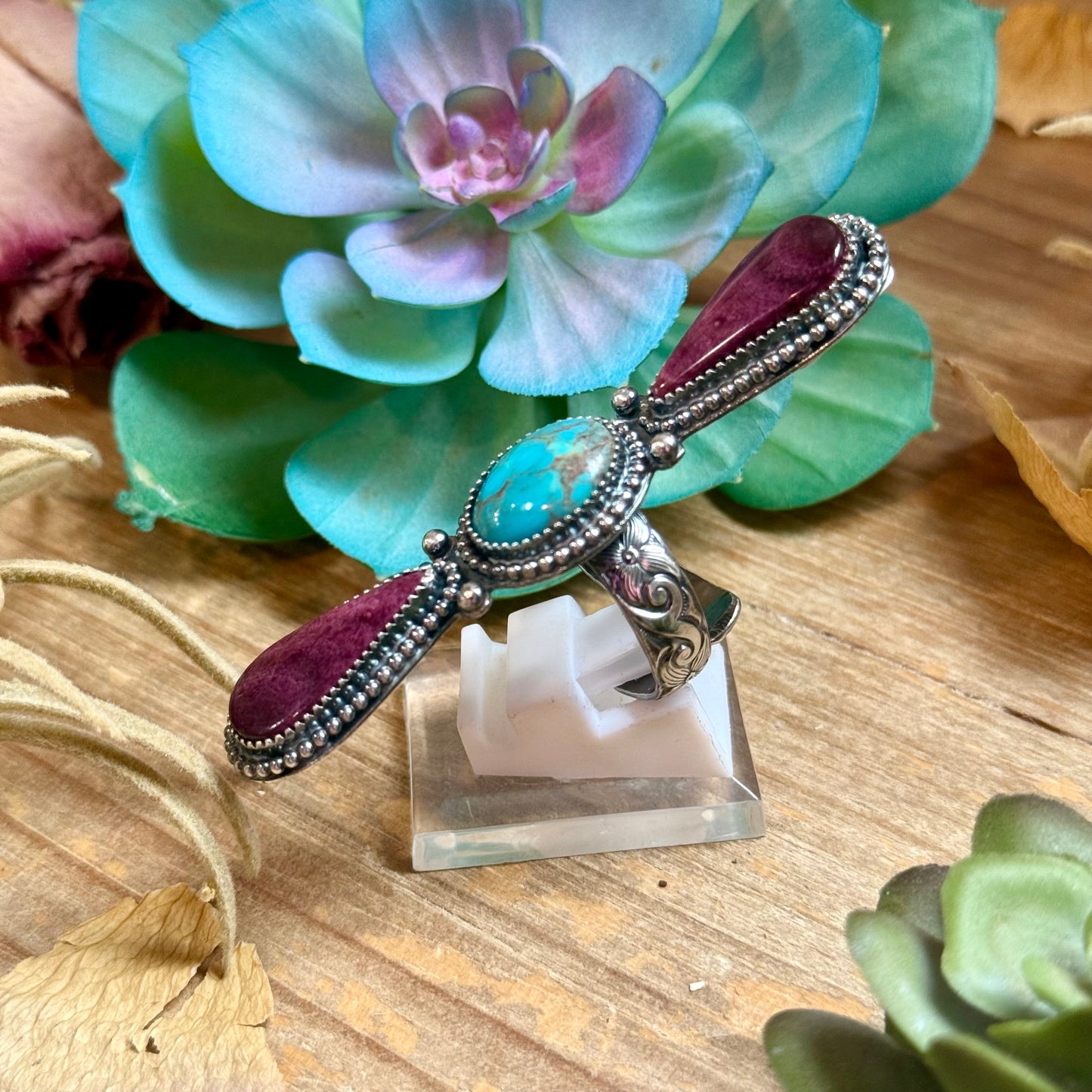 MJ Ring-  Turquoise & Purple Spiny Ring