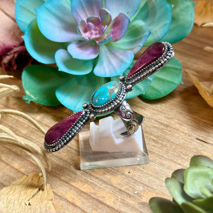 MJ Ring-  Turquoise & Purple Spiny Ring