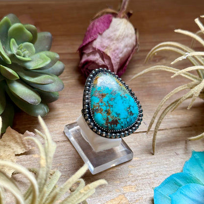 MJ Turquoise Ring – Sterling Silver Adjustable Band