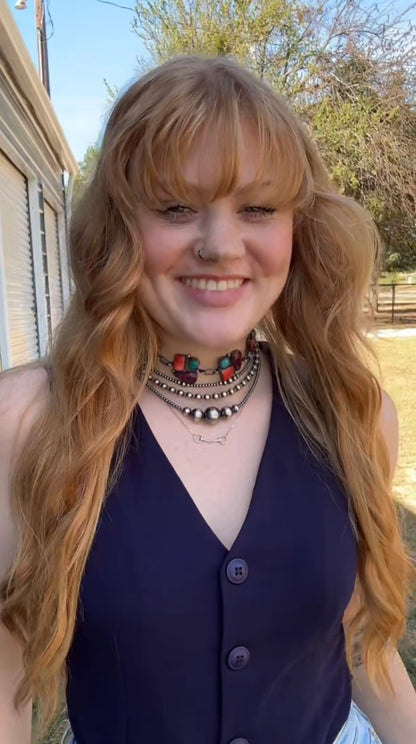 One-of-a-Kind Turquoise & Spiny Oyster Three-Charm Choker