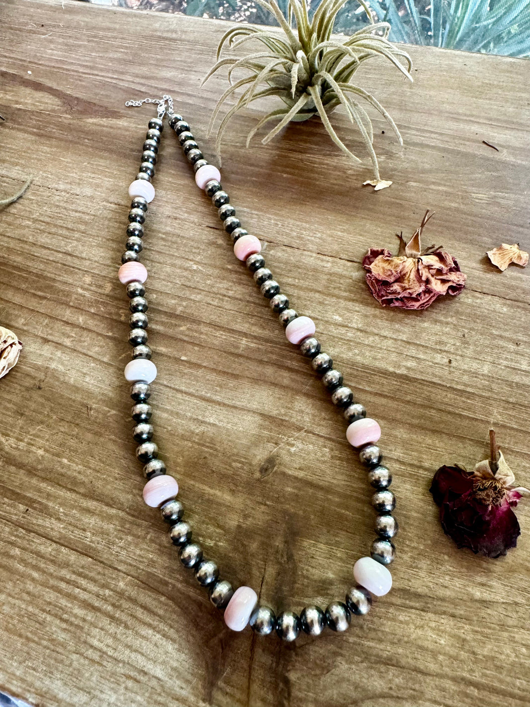 Peruvian Opal & Sterling Silver Pearl Necklace – 8mm – Handmade by The Bijoux FAB – 18