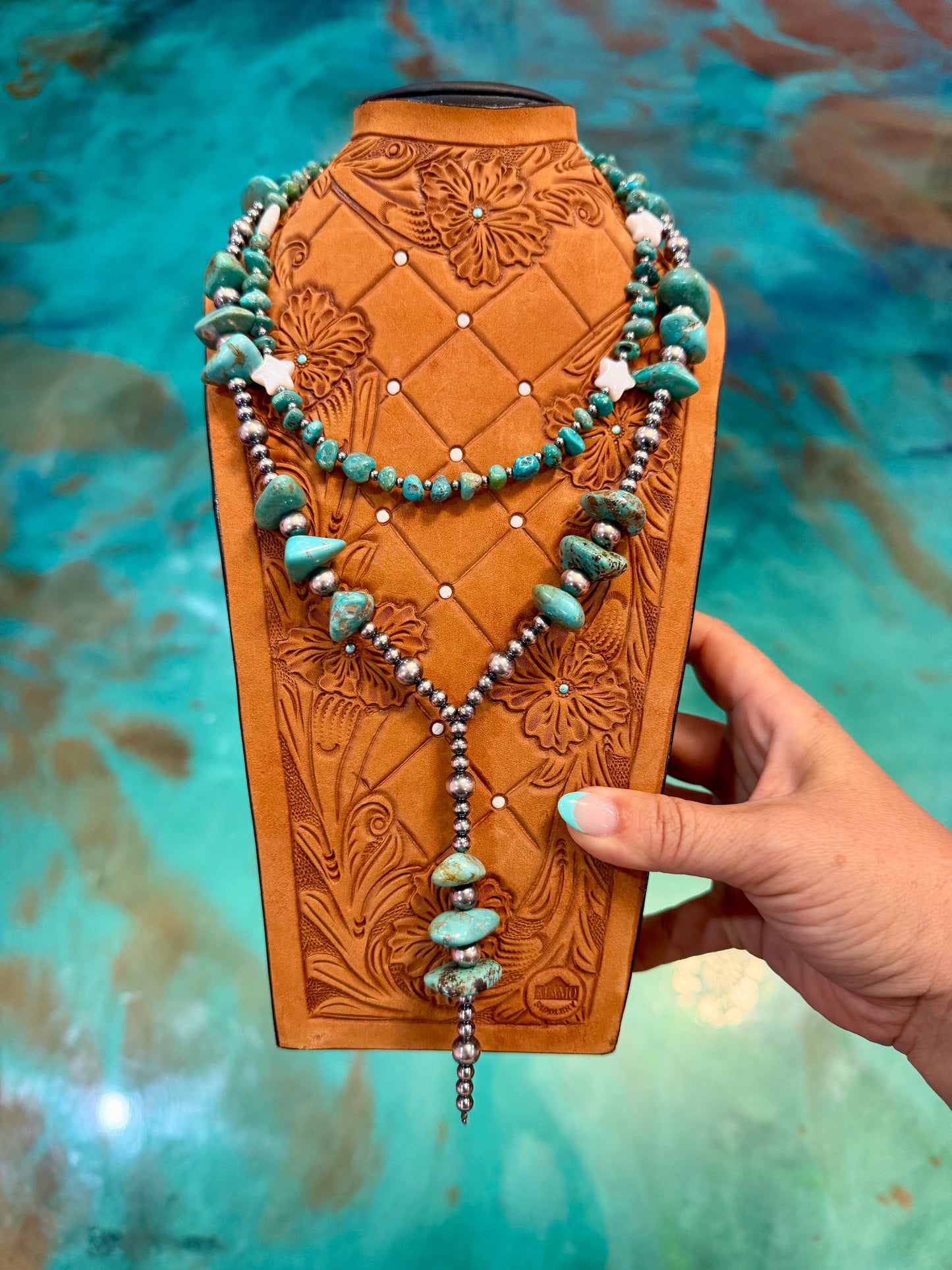 Jaci Two-Necklace Turquoise & Mother-of-Pearl Star Stack