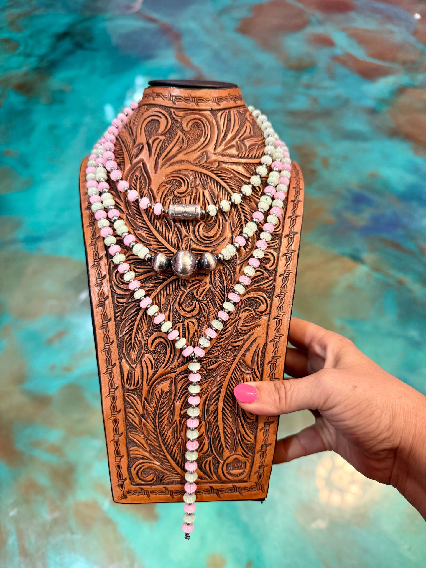 Jaci Collection – Pink & Green Sterling Silver Necklaces