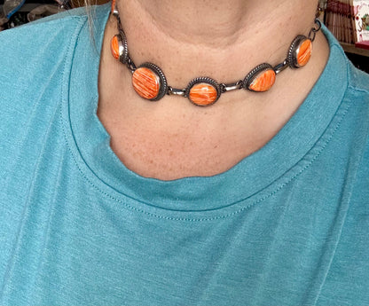 P. Skeets Spiny Oyster & Sterling Silver Pearl Choker – 18 Inch – Only One Available