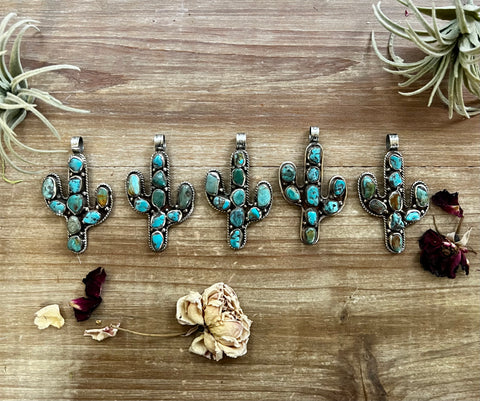 cactus turquoise pendant
