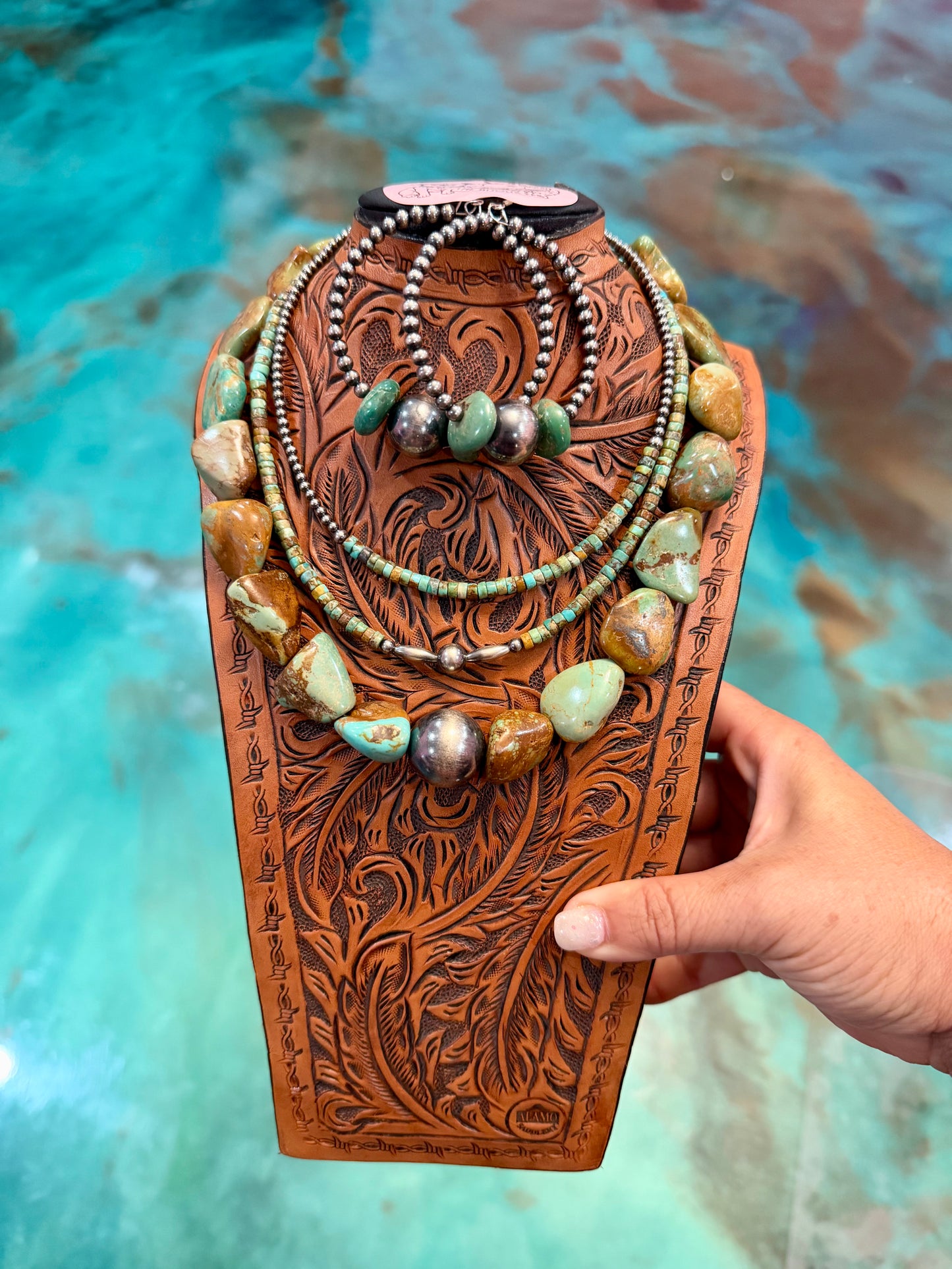 Jaci Set – Green Turquoise & Sterling Silver