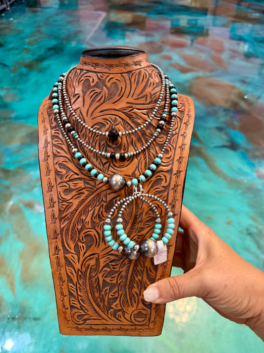 Jaci Set – Black Onyx & Mexican Turquoise