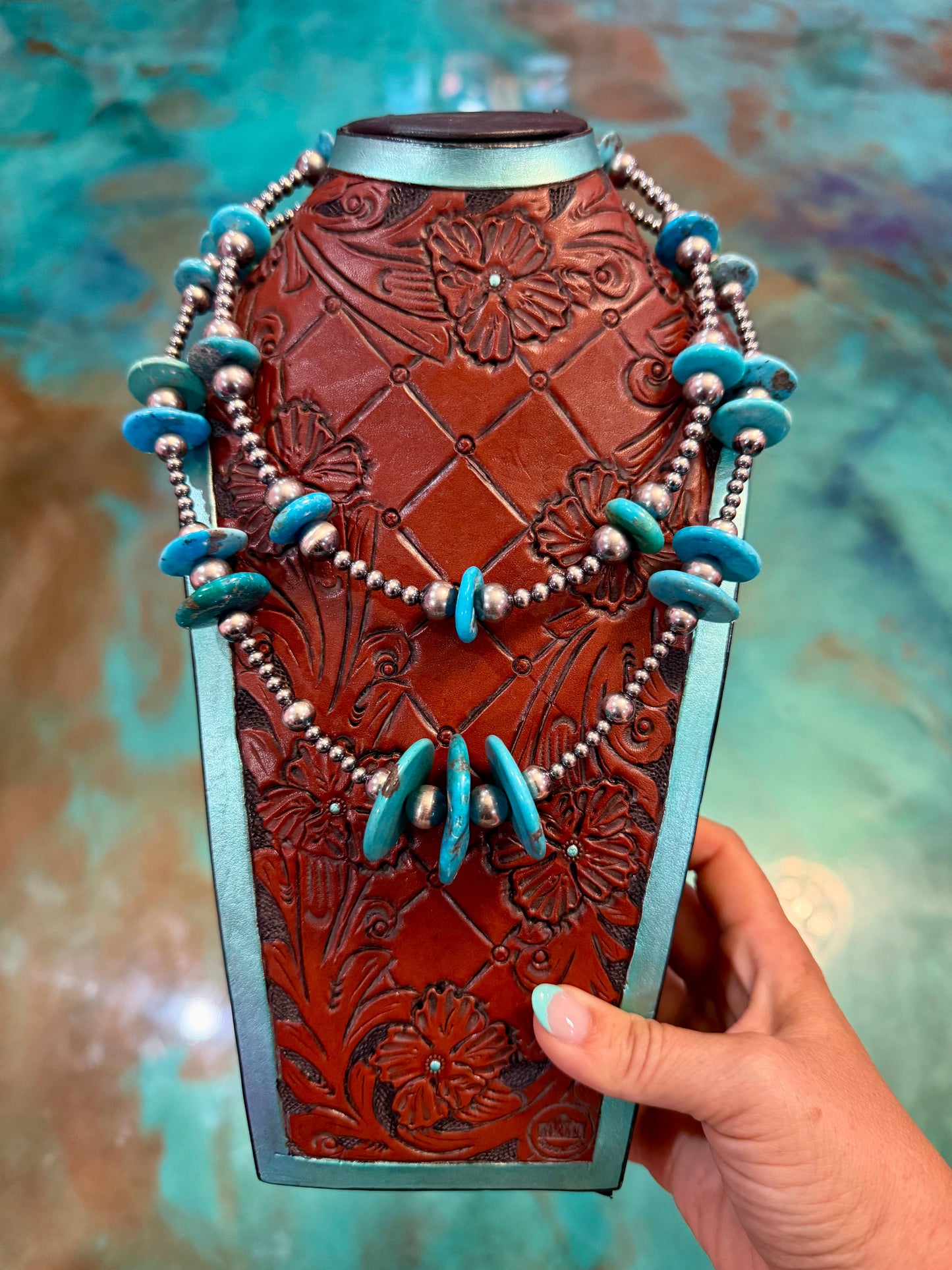 Jaci Two-Necklace Bright Blue Turquoise Stack