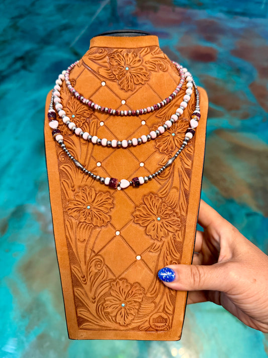 The Jaci Collection – Three-Piece Purple Spiny Oyster & Pink Conch Necklace Set