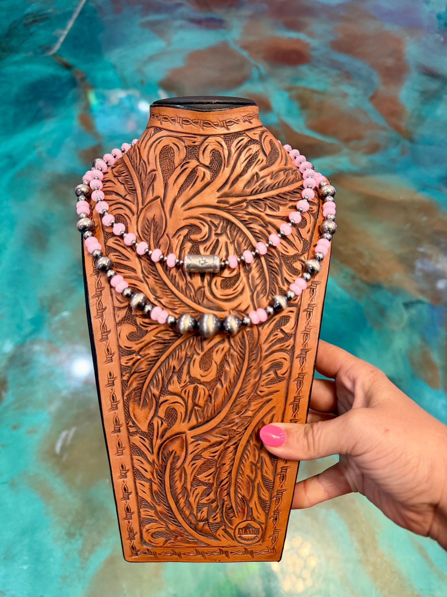 Jaci Collection – Pink Glass & Sterling Silver Necklaces