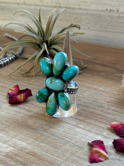 Big Ring - adjustable turquoise ring and sterling silver