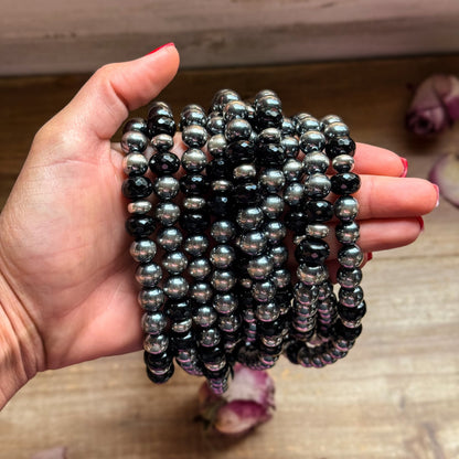 Black Onyx & Sterling Silver Pearl Choker – 14”