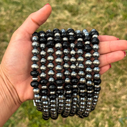 Black Onyx & Sterling Silver Pearl Choker – 14”