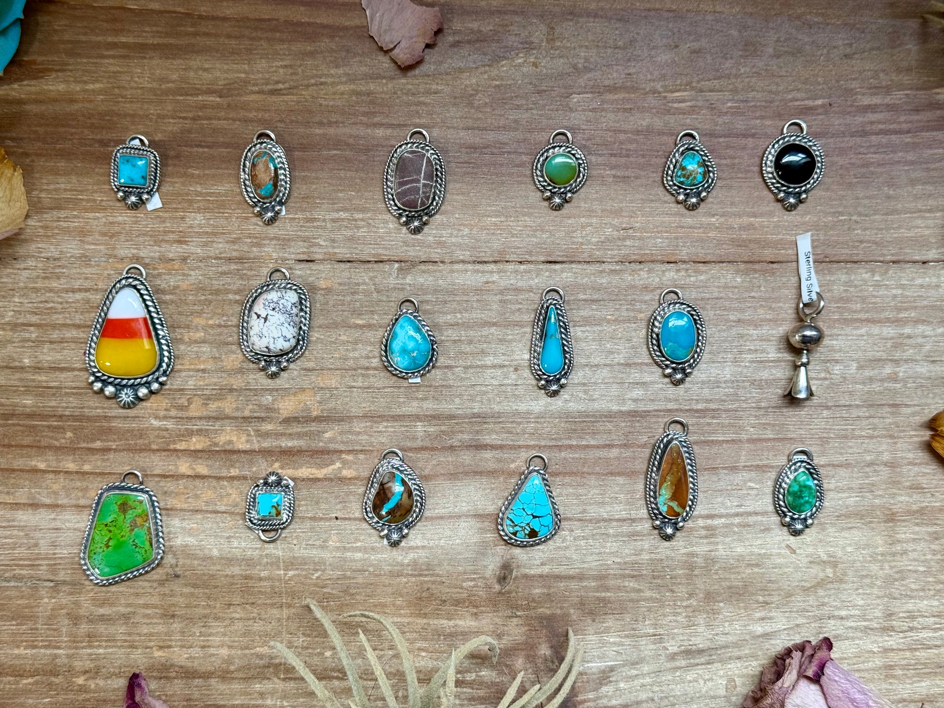 Sterling silver and turquoise charms handmade by Jason Ogg and Shay Pfeiffer, USA made, pick your favorite style