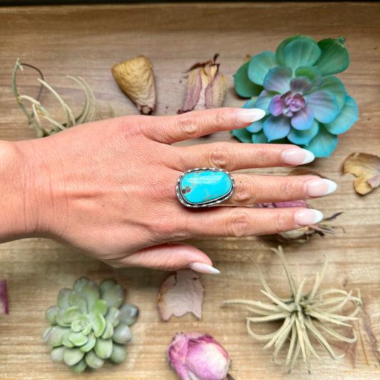 Sterling silver one-stone adjustable ring handmade in-house by The Bijoux FAB, one of a kind, USA made
