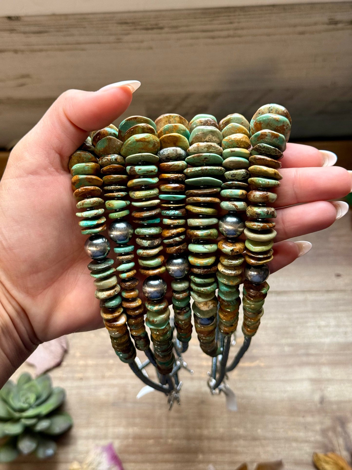 Green Turquoise & Black Hematite Necklace – 23.5”