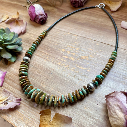 Green Turquoise & Black Hematite Necklace – 23.5”