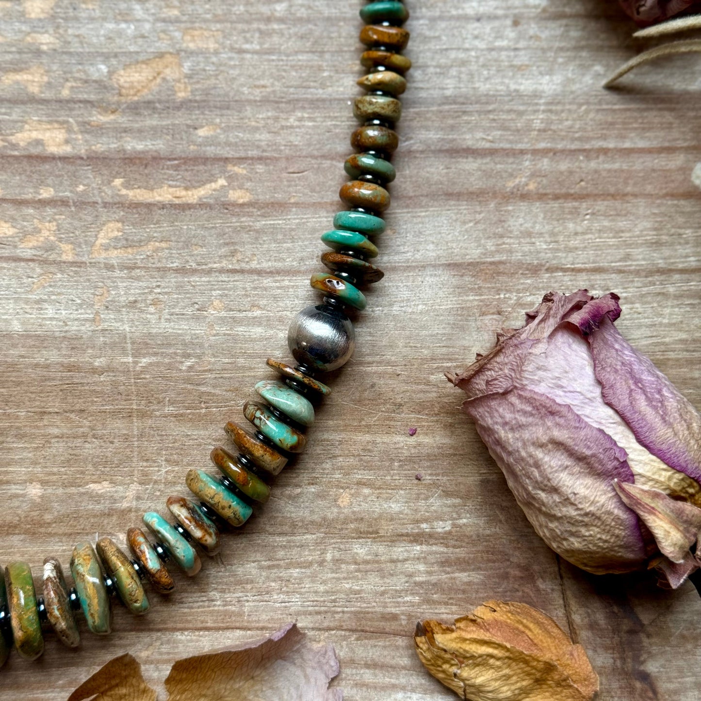 Green Turquoise & Black Hematite Necklace – 23.5”