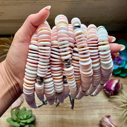 Pink Conch & Black Hematite Necklace – 23.5” –