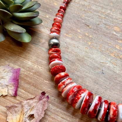 Red Spiny Oyster & Black Hematite Necklace – 23.5”