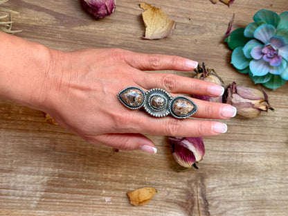 Sterling Silver Wild Horse 3-Stone Adjustable Ring – In-House Silversmith – Made by The Bijoux FAB – USA Made