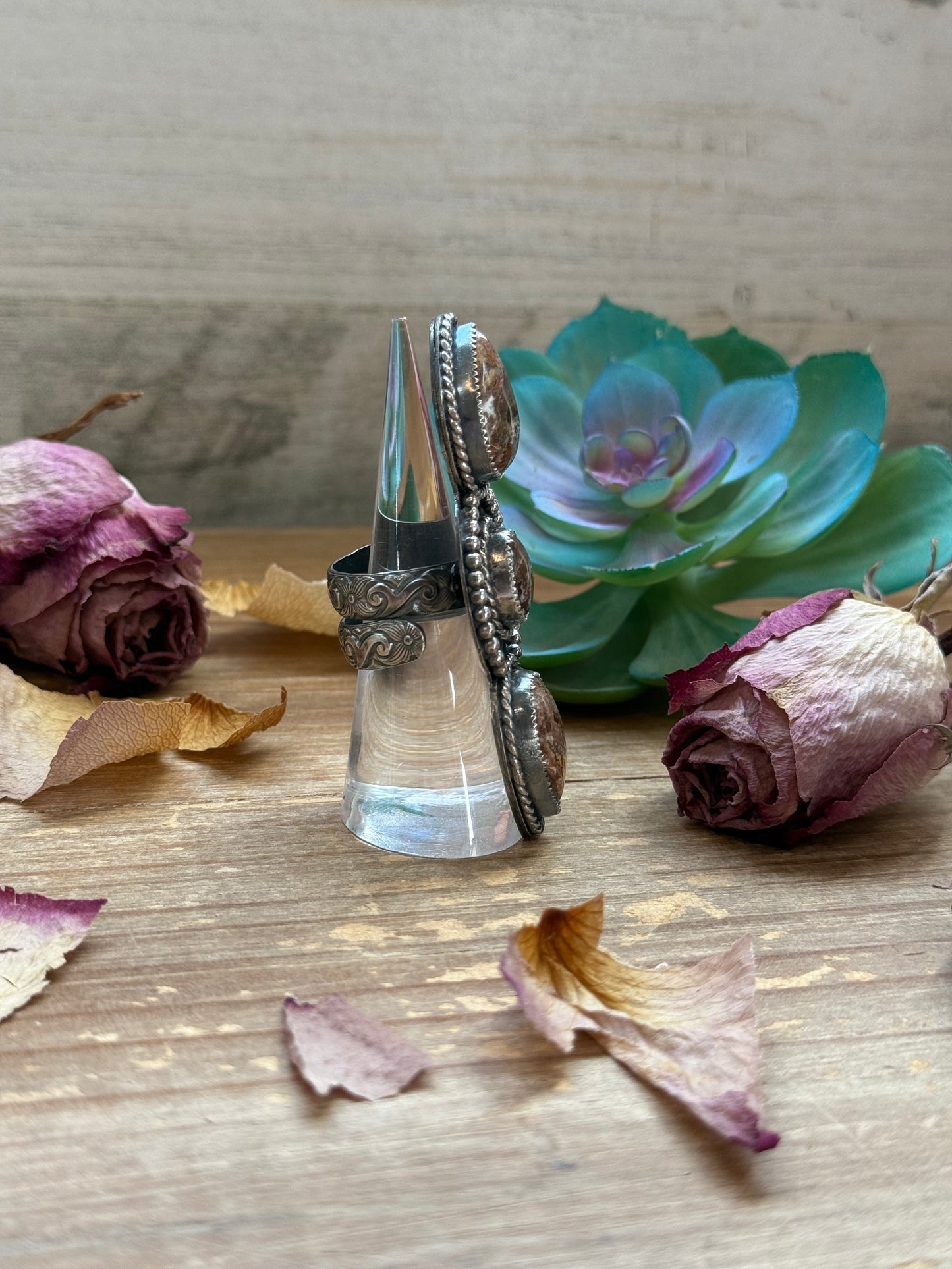 Sterling Silver Wild Horse 3-Stone Adjustable Ring – In-House Silversmith – Made by The Bijoux FAB – USA Made