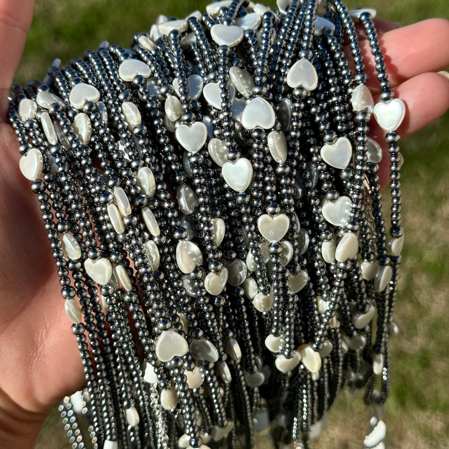 Sterling Silver Pearl Choker with Heart Freshwater Pearls – 15.5”