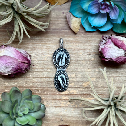 Sterling silver White Buffalo pendant handmade by The Bijoux FAB, fits up to 8 mm pearls, one of a kind