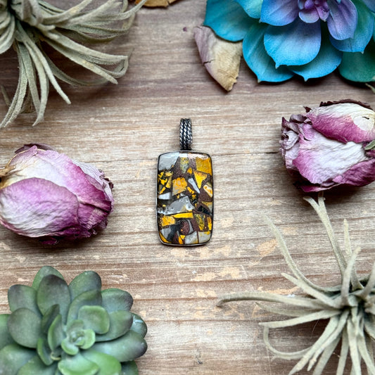 Sterling silver Mojave Bumblebee pendant handmade by The Bijoux FAB, fits up to 8 mm pearls, one of a kind