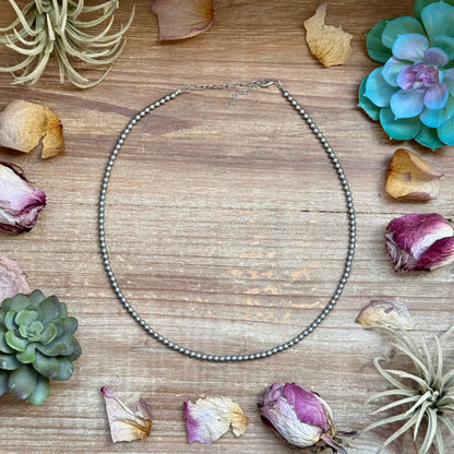 20 inch silver-plated 4 mm bead necklace with 2 inch extender, handmade by The Bijoux FAB