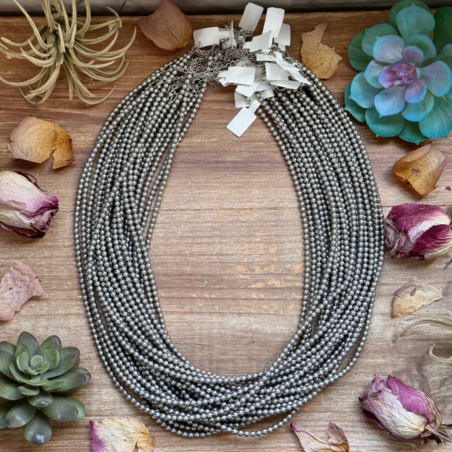 Silver-Plated 4 mm Bead Necklace – 24”