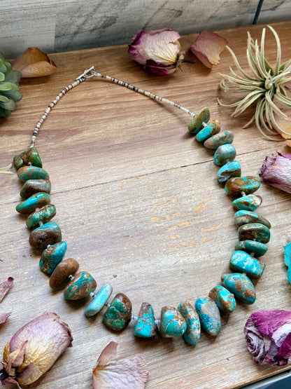 Chunky Turquoise Nugget Necklace – 26”