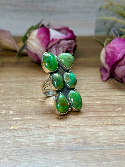 Green Turquoise Sterling Silver Ring – Size 8.5