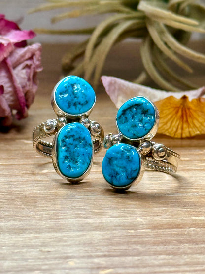Kingman Turquoise Sterling Silver Ring – Size 7 & 7.5