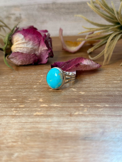 Kingman Turquoise Sterling Silver Ring – Size 7
