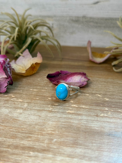 Kingman Turquoise Sterling Silver Ring – Size 10