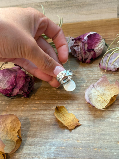 White Buffalo Sterling Silver Ring – Adjustable