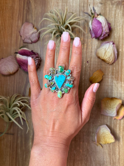 Mixed Mine Turquoise Sterling Silver Ring – Size 10