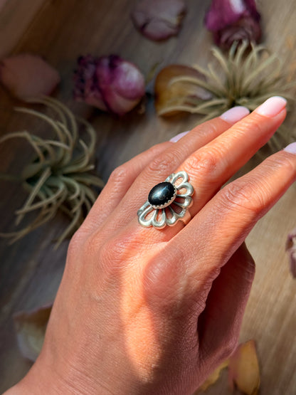 Black Onyx Sterling Silver Ring – Size 7