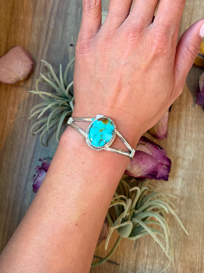 Sterling Silver Turquoise Cuff Bracelet – Small Wrist Friendly