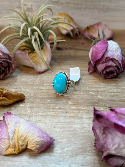 Kingman Turquoise Sterling Silver Ring – Size 6.5