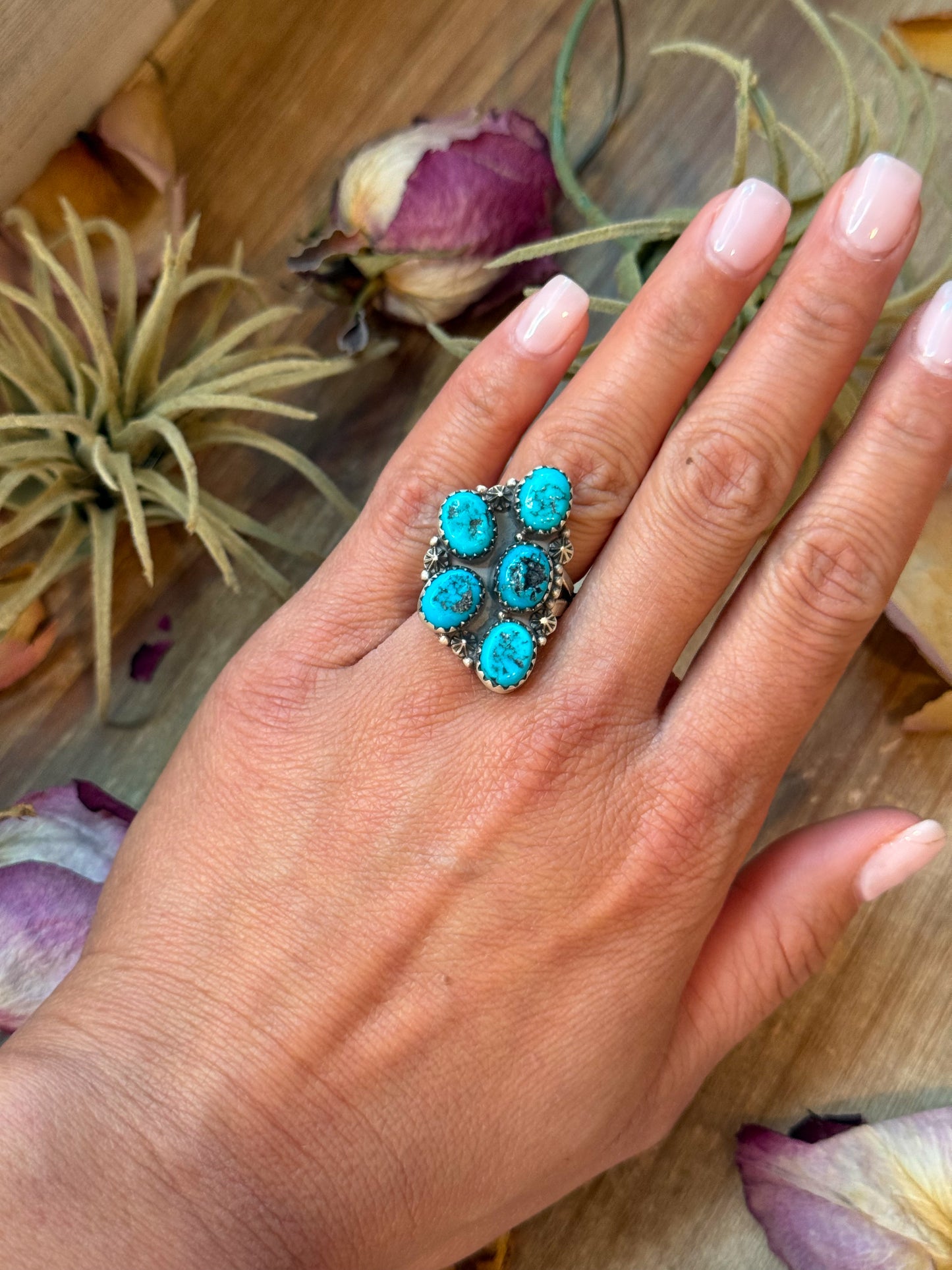 Sterling Silver Kingman Turquoise Adjustable Ring
