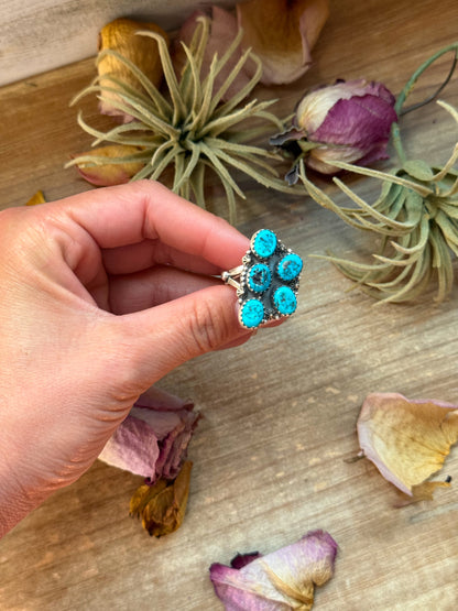 Sterling Silver Kingman Turquoise Adjustable Ring