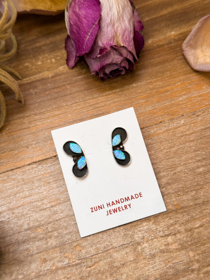 Sterling Silver White Opal Stud Earrings