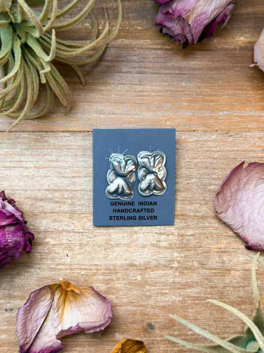 Sterling silver Native made stud earrings, post on top, handmade in USA, perfect gift