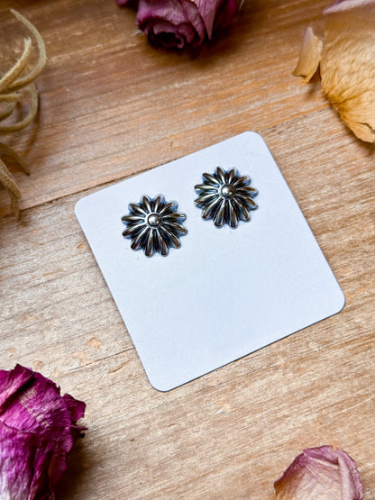 Sterling Silver Concho Stud Earrings