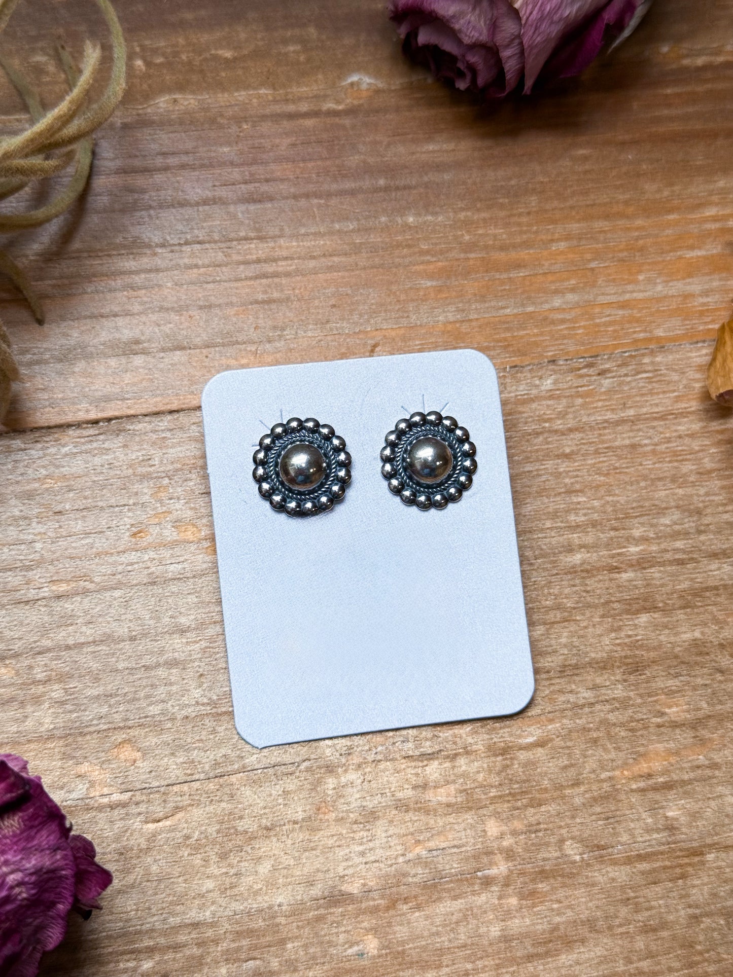Mini Sterling Silver Concho Stud Earrings