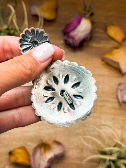 Sterling Silver Dangle Earrings – Native Made by Eugene Charles (Navajo Artist)